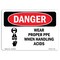 Signmission OSHA Danger, Wear Proper PPE When Handling Acids, 10in X 7in Decal, 10" W, 7" H, Landscape OS-DS-D-710-L-1607 - alternate 1